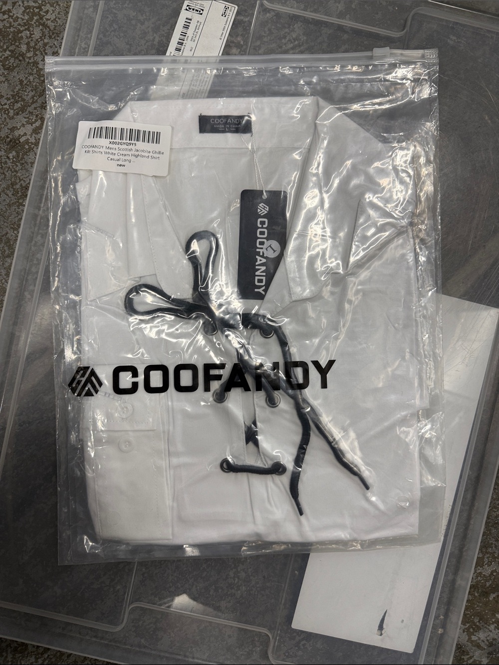 COOFANDY Men's White Lace-Up Dress Shirt